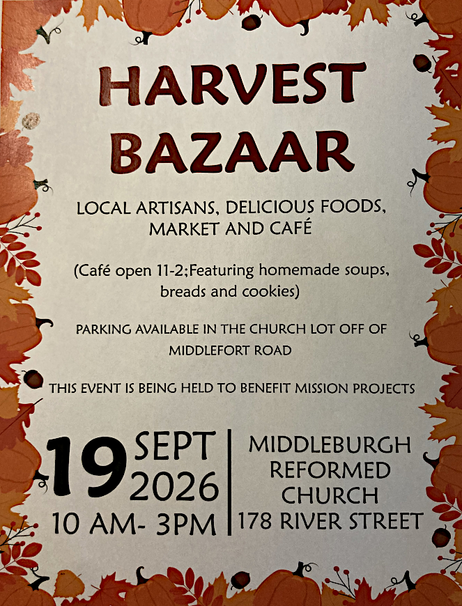 Middleburgh Reformed Church Harvest Bazaar on Septemeber 19th