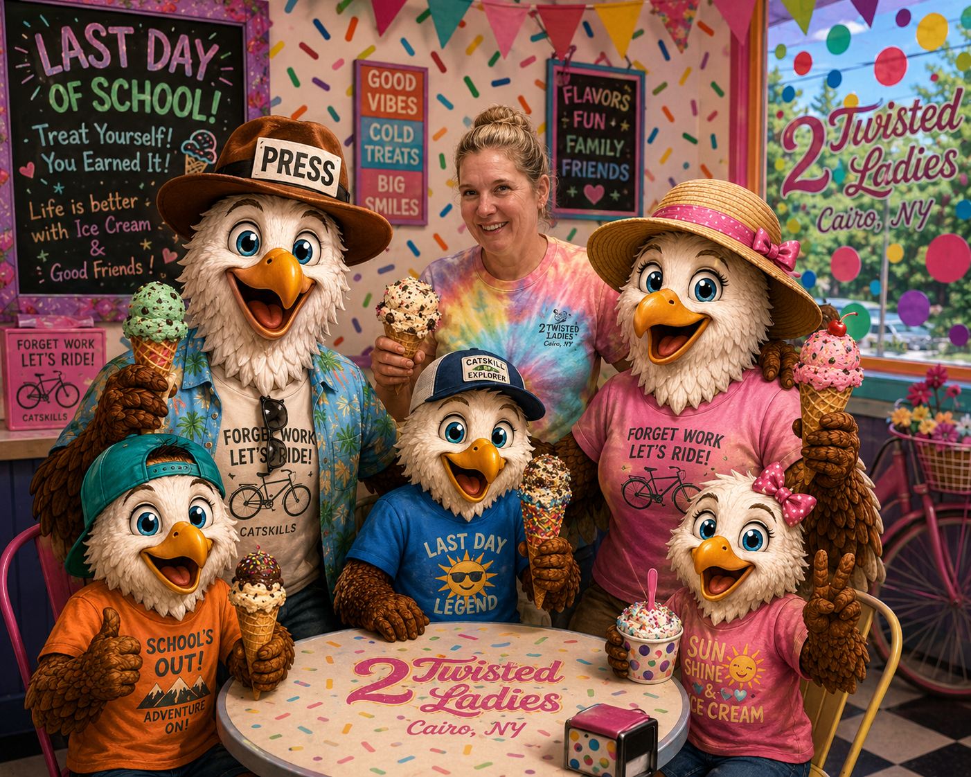 The Prattsville Scoop - The Eagle Family Celebrates the Last Day of School at 2 Twisted Ladies!