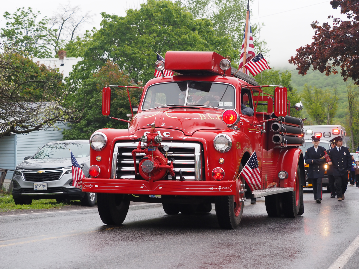 Fire department trucks from Bloomville, Hobart, and South Kortright lined the parade.